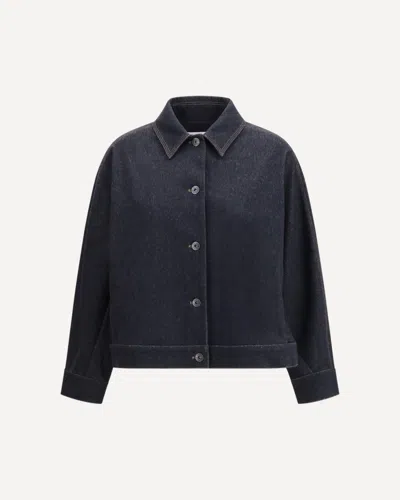 Max Mara Pure Denim Print Jersey Jacket In Blue