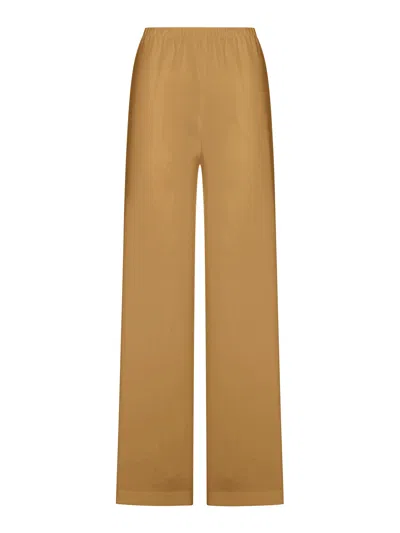 Max Mara Pure Destiny Trousers In Linen Blend Canvas In Brown