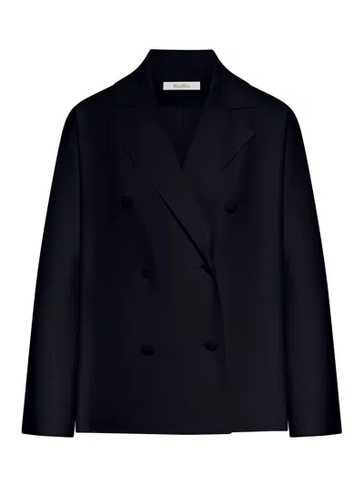 Max Mara Pure Double-breasted Viscose Crepe Jacket In Black