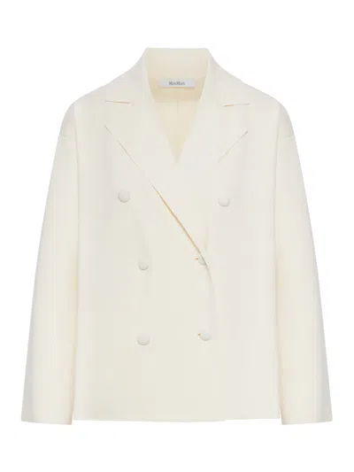 Max Mara Pure Double-breasted Viscose Crepe Jacket In Neutral