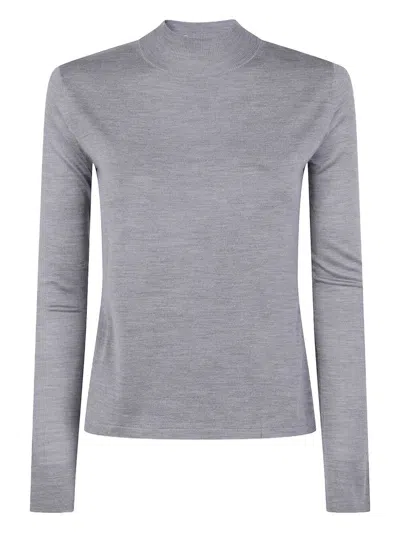 Max Mara Pure Falesia Silky Turtle Neck Sweater In Gray
