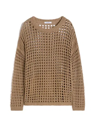 Max Mara Pure Febe Round Neck Sweater In Brown