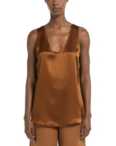 Max Mara Pure Filly Silk Sleeveless Top In Brown