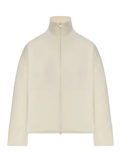 Max Mara Pure High Neck Sweatshirt With Zip In Neutral