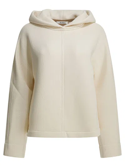 Max Mara Pure Hooded Sweatshirt With Tone-on-tone Logo Sweatshirts White