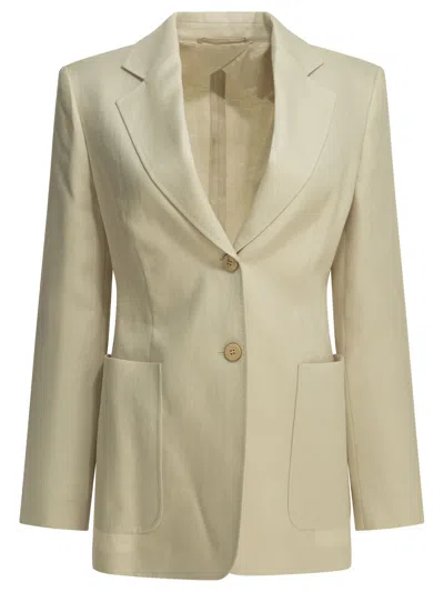 Max Mara Pure Linen Blazer Jackets And Coats Beige In Neutral