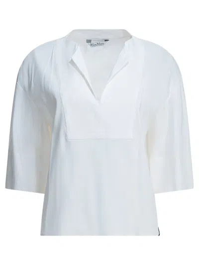 Max Mara Pure Linen Blend Blouse Shirts White