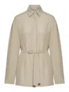 Max Mara Pure Linen Shirt With Belt In Burgundy