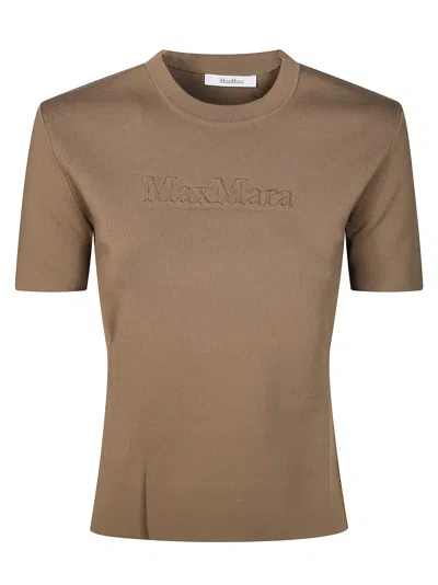 Max Mara Pure Logo-print Short-sleeve Cotton T-shirt In Brown
