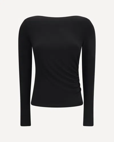 Max Mara Pure Long-sleeve Ruched Top In Black