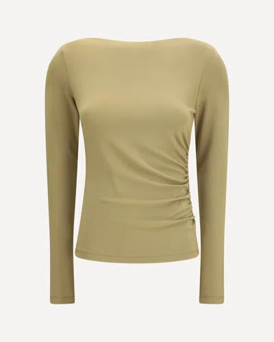 Max Mara Pure Long-sleeve Ruched Top In Green