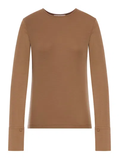 Max Mara Pure Madre Wool Jersey T-shirt In Brown