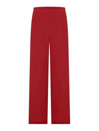 Max Mara Pure Maga Pants In Silk Crêpe De Chine In Red
