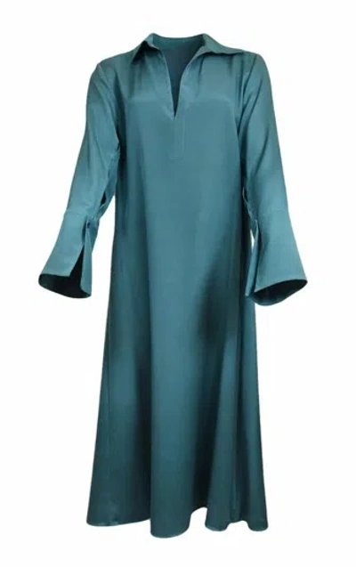 Max Mara Pure Silk Elastane Dress In Blue