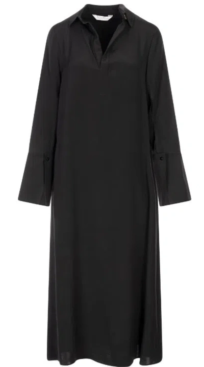 Max Mara Pure Silk Elastane Dress In Blue