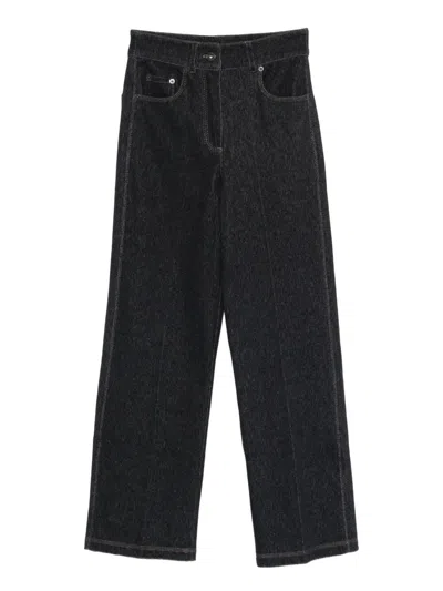 Max Mara Pure "mxpribes" Denim Jersey Trousers In Black