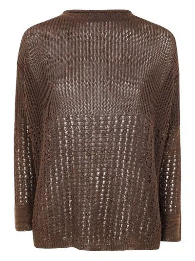 Max Mara Pure Paggi Cotton Sweater In Brown