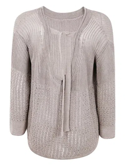 Max Mara Pure Paggi Cotton Sweater In Gray