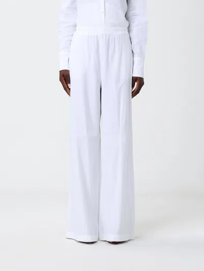 Max Mara Pure Destino Palazzo  Linen Blend Trousers In White