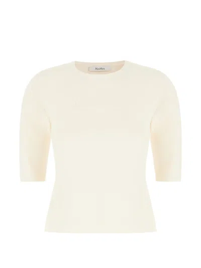 Max Mara Pure Short Sleeve Fitted Waist Crew-neck Sweater In Animal Print
