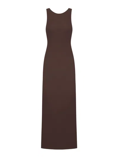 Max Mara Pure Sleeveless Jersey Dress In Brown