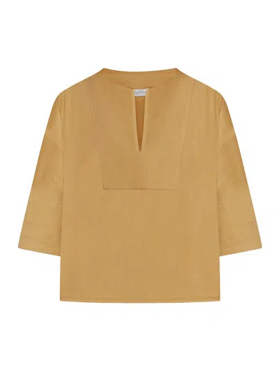 Max Mara Pure Sospiro Linen Blend Shirt In Brown
