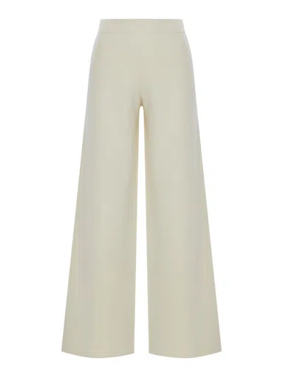Max Mara Pure Stretch Viscose Trousers In White