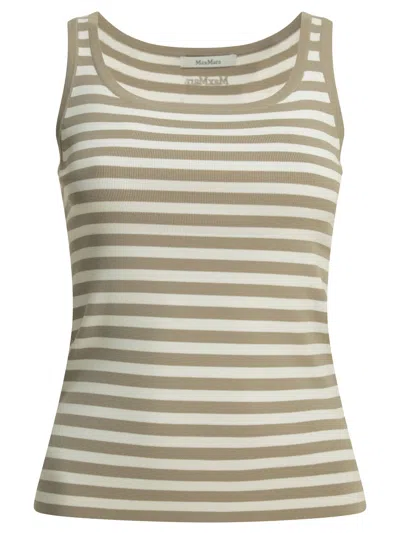 Max Mara Pure Striped Fitted Tank Top Tops Beige