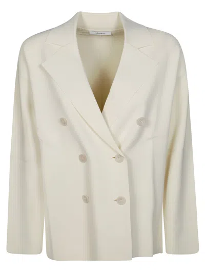 Max Mara Pure Subdolo Giacca Maglia Doppiopetto In Bianco