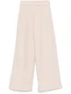 Max Mara Pure Cotton Blend Wide-leg Trousers In Beige