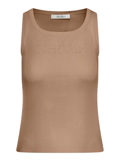 Max Mara Pure Viscose Crêpes Top In Nude & Neutrals