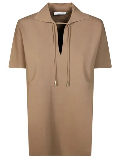 Max Mara Pure Women's Short Sleeve Polo Sweater In Brown