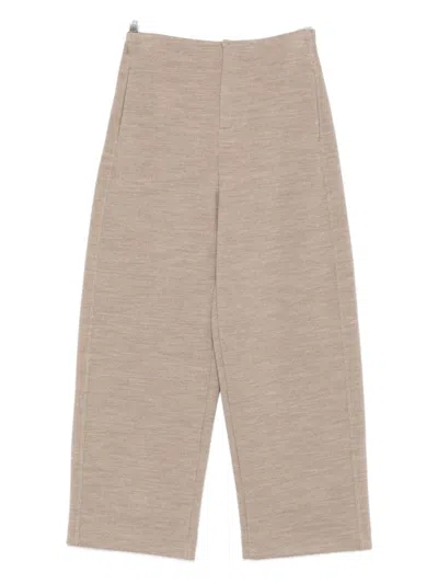 Max Mara Pure Wool And Cotton Trousers In Brown