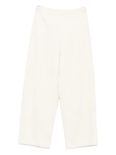 Max Mara Pure Wool And Cotton Trousers In Neutral