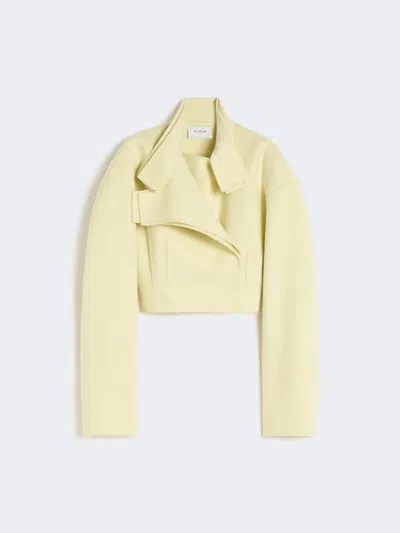 Max Mara Pure Wool Biker Jacket In Yellow