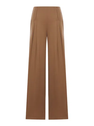 Max Mara Pure Wool Jersey Trousers In Brown