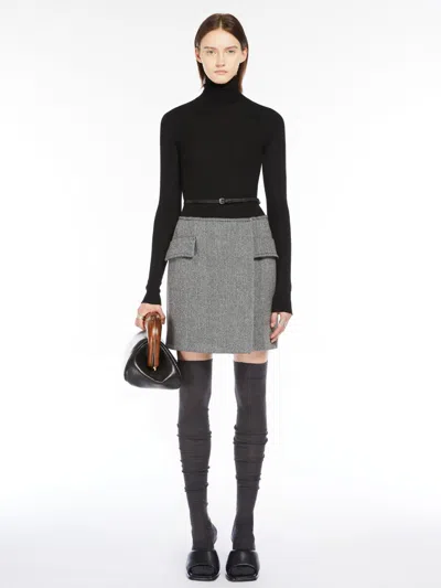 Max Mara Pure Wool Mock Polo-neck Sweater In Black
