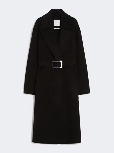 Max Mara Pure Wool Robe Coat In Black