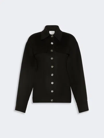 Max Mara Pure Wool Shaped Heavy Jacket In Black