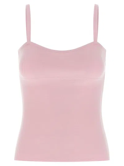 Max Mara Pure Wool Sweetheart Neckline Tank Top In Pink