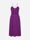 Max Mara Clarino Pleated Fabric Midi Dress In Viola