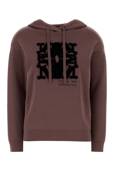 Max Mara Purple Flocked-logo Hoodie