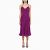 Max Mara Clarino Pleated Fabric Midi Dress In Purple
