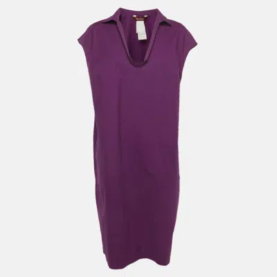 Pre-owned Max Mara Purple Stretch Cotton Sleeveless Midi Dress Xl