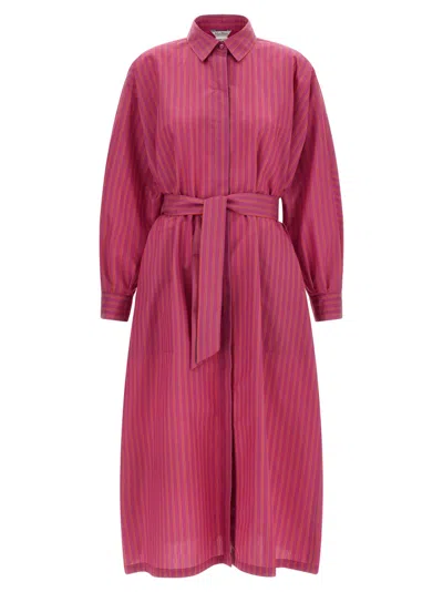 Max Mara Purple Stripes Belted Maxi Dress