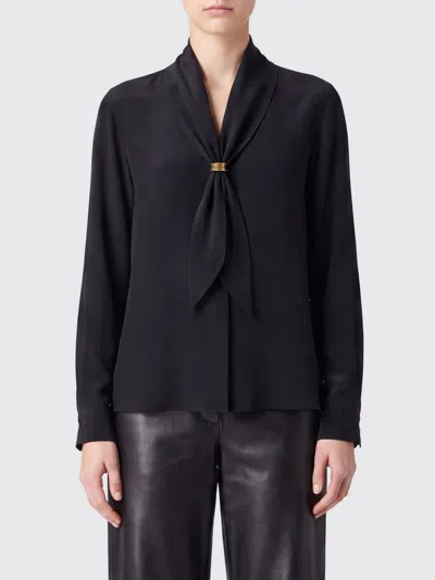 Max Mara Pussy-bow Silk Shirt With Long Sleeves In Black