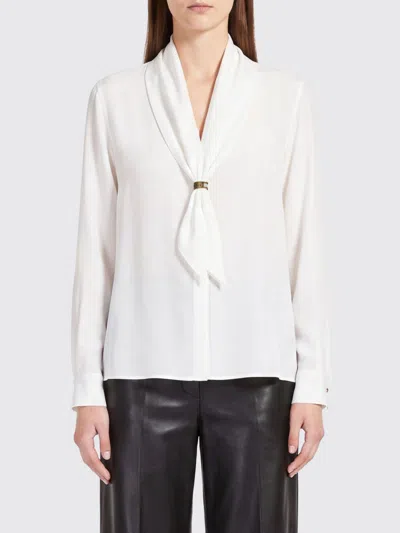 Max Mara Pussy-bow Silk Shirt With Long Sleeves In Multi