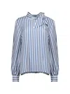 Max Mara Pussy-bow Striped Blouse In Multi