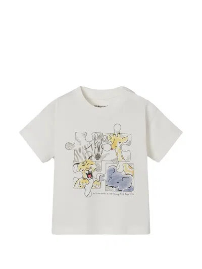 Max Mara Babies' Puzzle Animal-print T-shirt In Gray