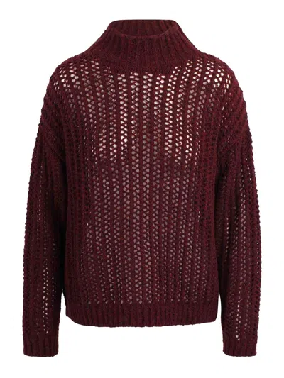 Max Mara Quaglia Perforated Wool And Cashmere Sweater In Brown